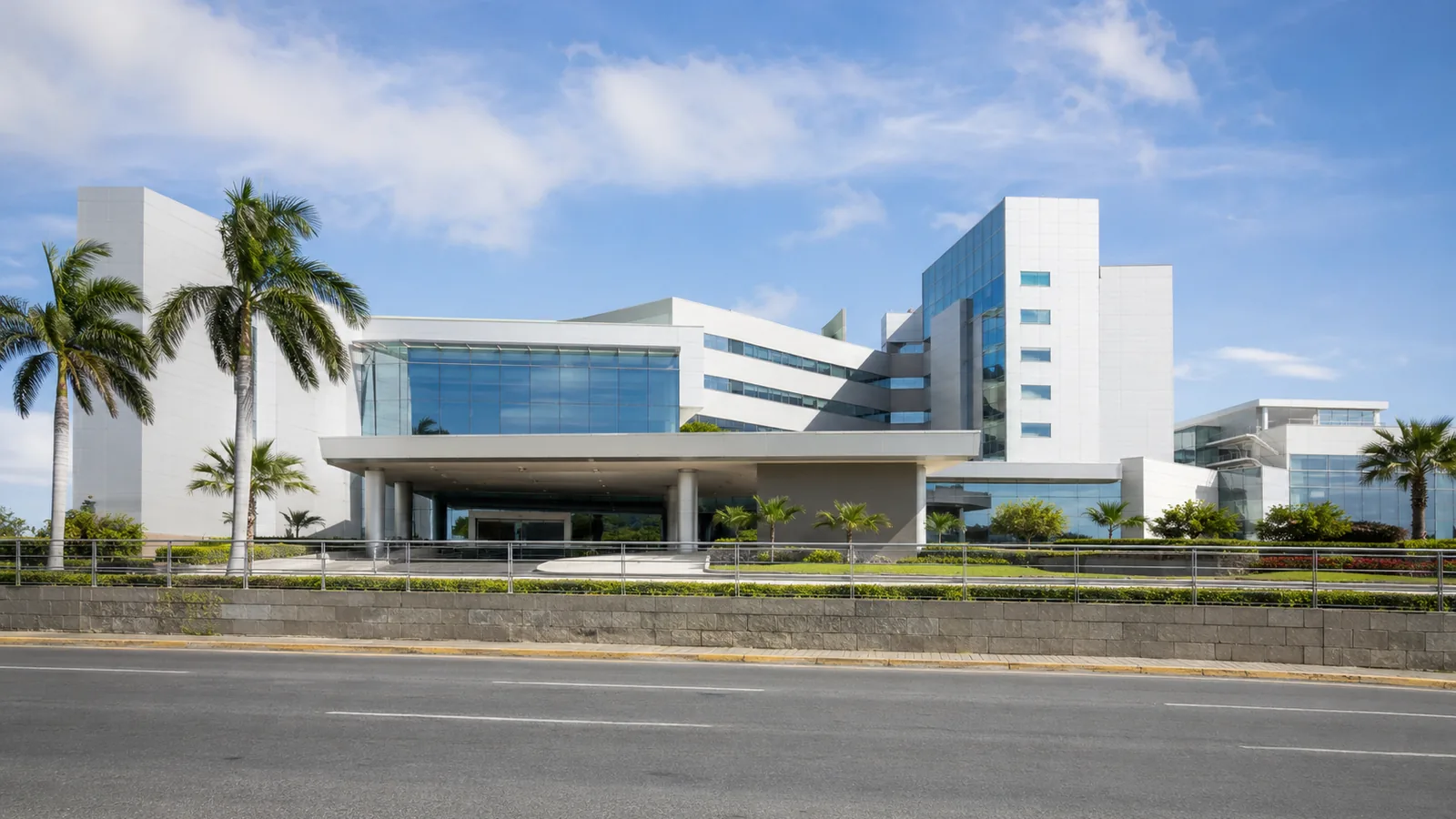 Exterior of a modern private hospital in Latin America
